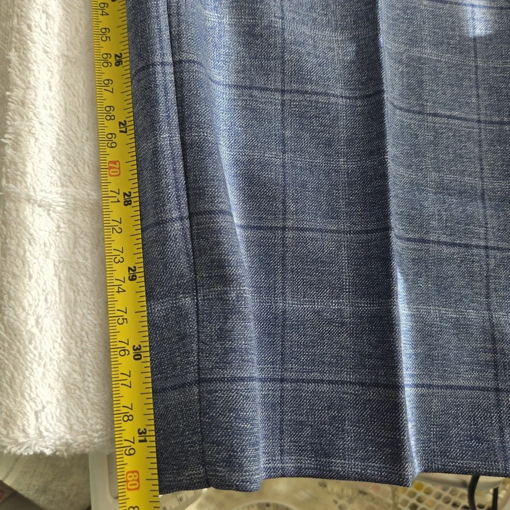 Banana Republic Tailored Fit Dress‎ Pants Mens 35x30 Blue Plaid Windowpane...